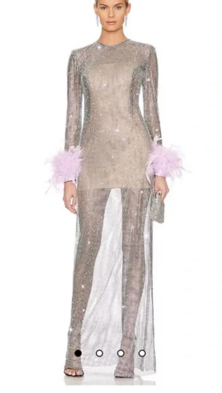 BRONX AND BANCO Webb Dress Maxi Mesh Embellished Party Evening Statement NYE 2